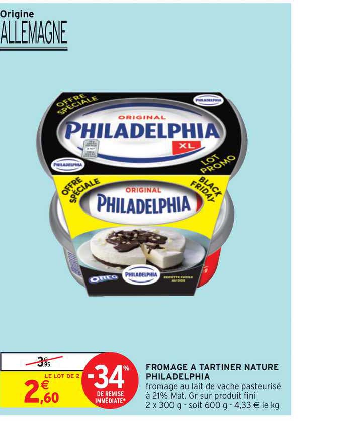 Offre Fromage à Tartiner Nature Philadelphia chez Intermarche Hyper