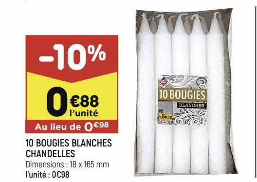 Bougies Blanches X10 - Leader Price