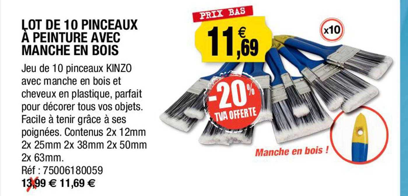 Lot De 4 Pinceaux éponges - Manche Bois, 4 Tailles, Pour Peinture, Teinture, Nettoyage, Lavable - 3