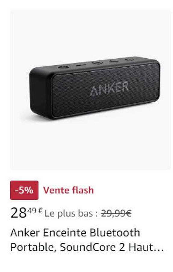 Promo Anker Enceinte Bluetooth Portable, Soundcore 2 Haut.. chez Amazon