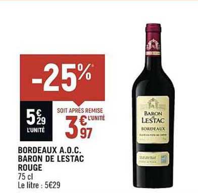 Promo Bordeaux élevé En Fût Chêne Ceyssac Lidl De Aop chez Baron De