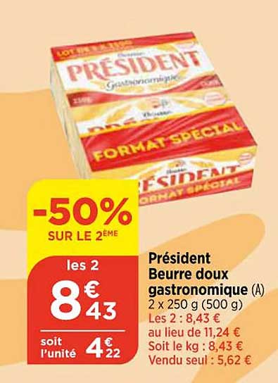 Beurre doux gastronomique 82% MG - plaquette - LP La Montagne - Drive  Leader Price Réunion