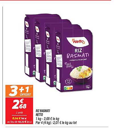Promo Riz Basmati Netto chez Netto - iCatalogue.fr