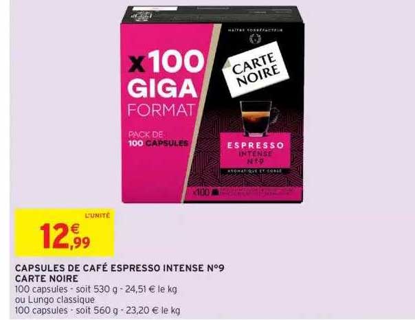 Offre Capsules De Cafe Espresso Intense N 9 Carte Noire Chez Intermarche