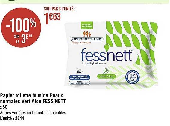 Fess'nett Fess'nett Papier Toilette Humide Peaux Normales 50