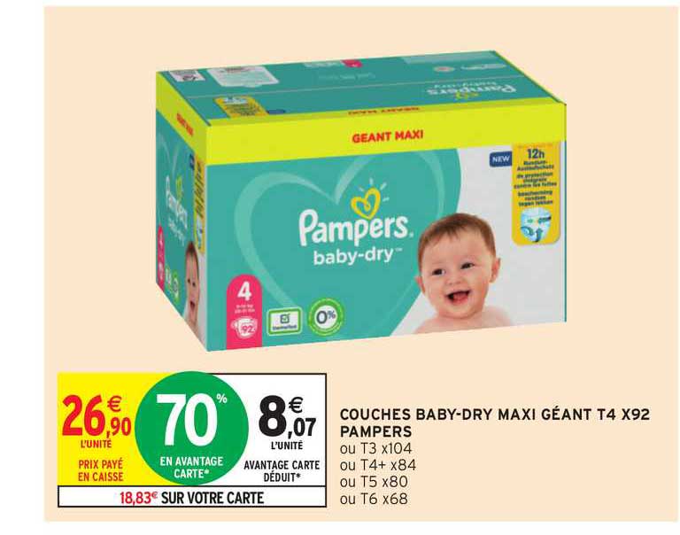 - Jumbo Pack Simply Dry Lot de 2 Pampers Couches Taille 4 7-18 kg/Maxi x148 couches 