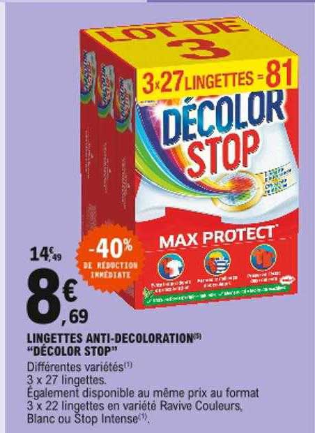 Lingettes Décolor Stop - 22 lingettes