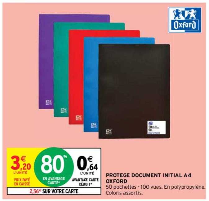 Promo Protège Document Initial A4 Oxford chez Intermarché Express ...