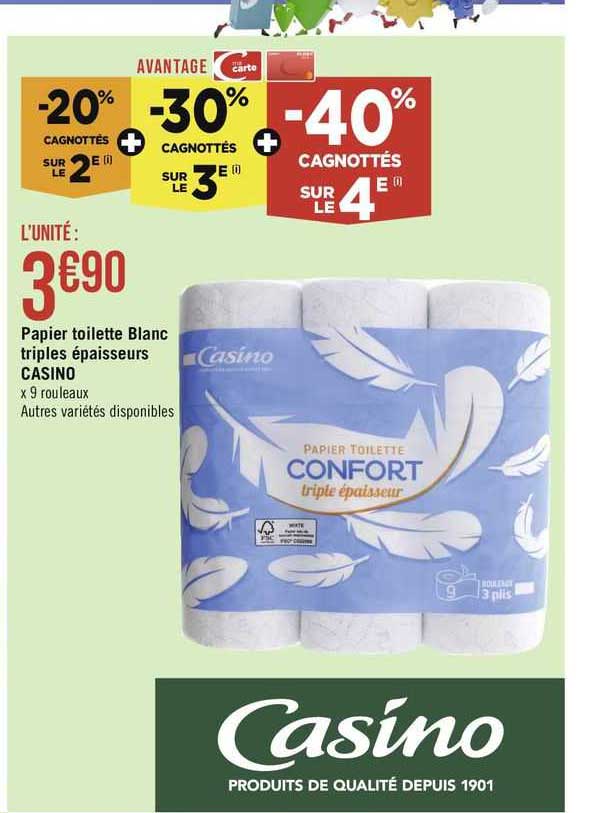 9 Papier toilette confort blanc 3 PLIS CASINO