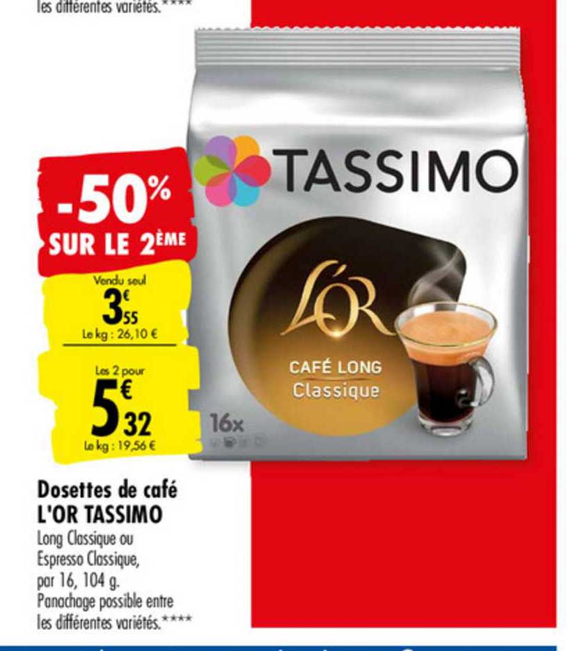 Promo Dosettes de café L'OR TASSIMO chez Carrefour