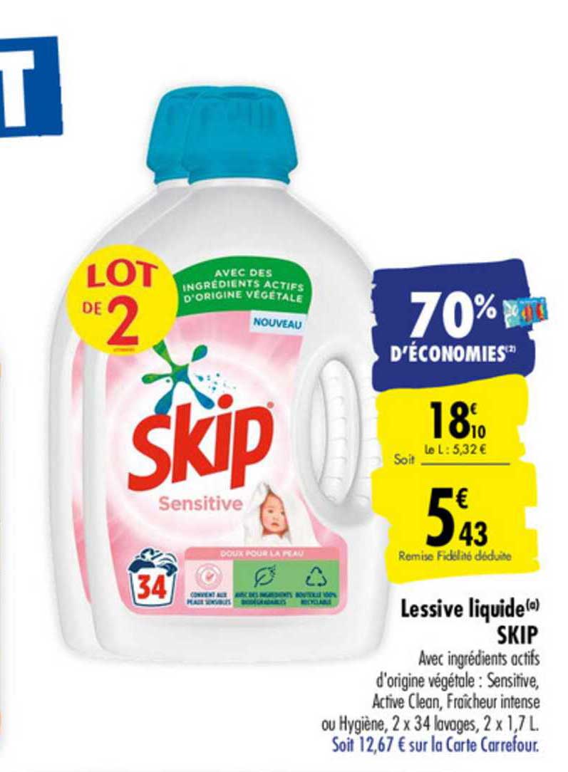 Lessive liquide Skip chez Carrefour (14/11 – 27/11