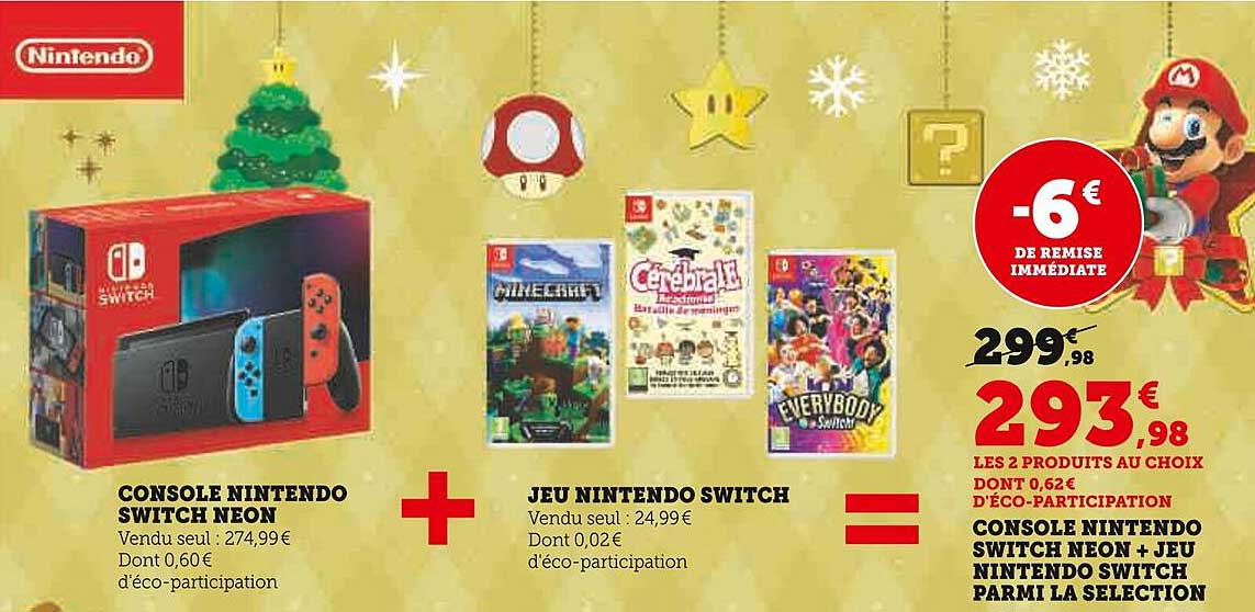 Promo Console Nintendo Switch Néon + Jeu Nintendo Switch chez Hyper U