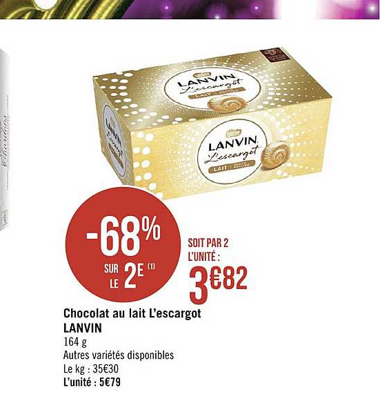 L'escargot chocolat blanc LANVIN, 164g - Super U, Hyper U, U