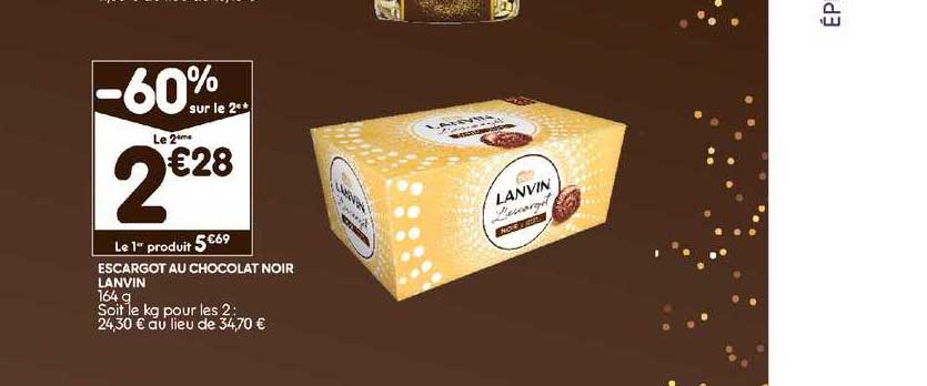 Promo Chocolat Au Lait L'escargot Lanvin chez Leader Price