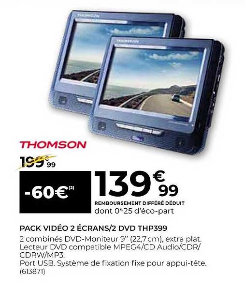 Feu Vert Pack Vidéo 2 écrans-2 Dvd Thp399 Thomson