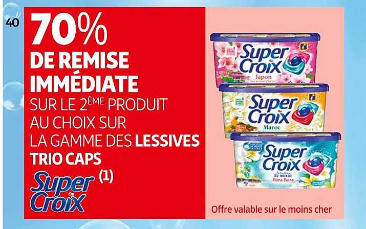 Promo La Gamme Des Lessives Trio Caps Super Croix chez Auchan ...