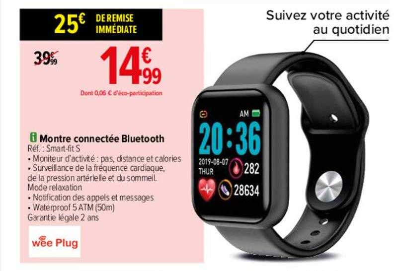 Montre Connectée Wee'Plug Explorer 3s - GPS, Suivi Activité/sommeil/FC, étanche 50m, Rouge