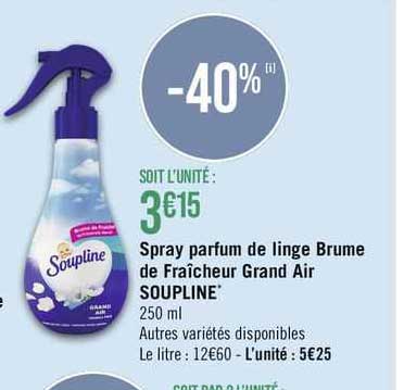 Parfum de Linge Notes De Vanille Envoûtante Fraîcheur 3D SOUPLINE : le  spray de 250mL à Prix Carrefour