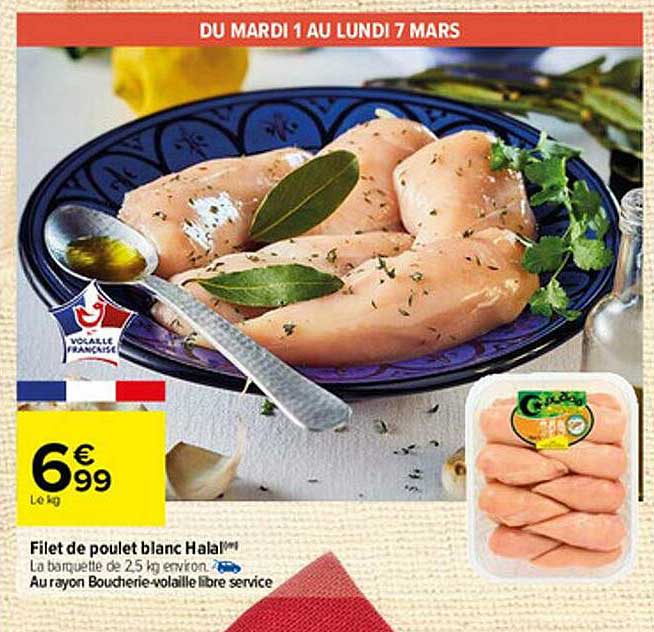 Filet De Poulet Halal Promo Filet De Poulet Blanc Halal Chez Carrefour 10 Promo Filet De Poulet Blanc Halal chez Carrefour - iCatalogue.fr
