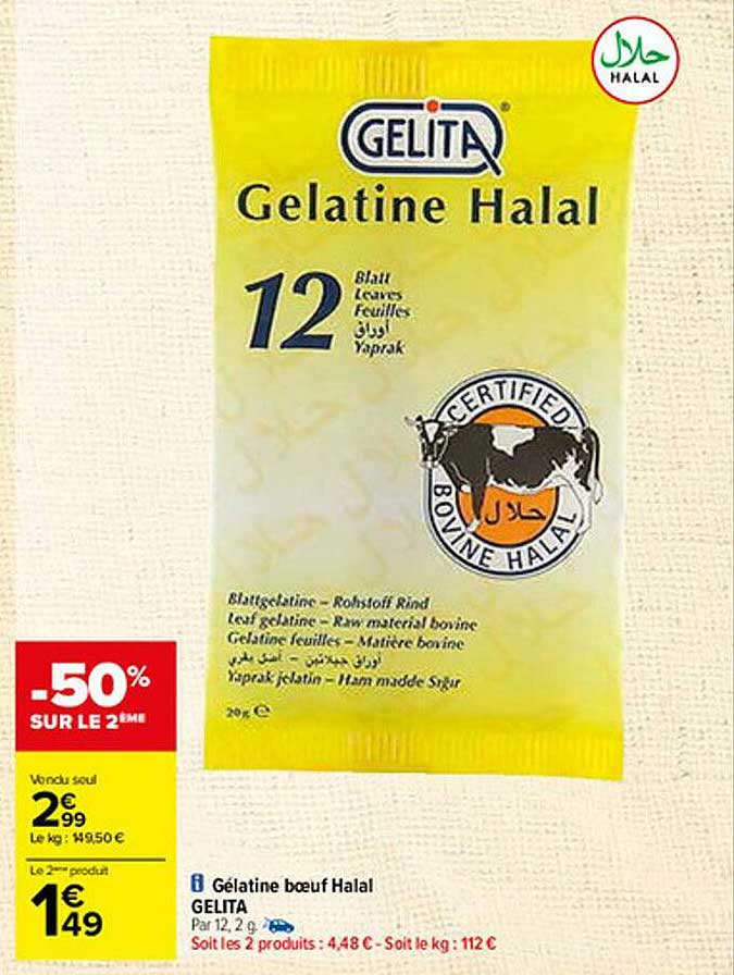 Promo Gélatine Bœuf Halal Gelita chez Carrefour iCatalogue.fr