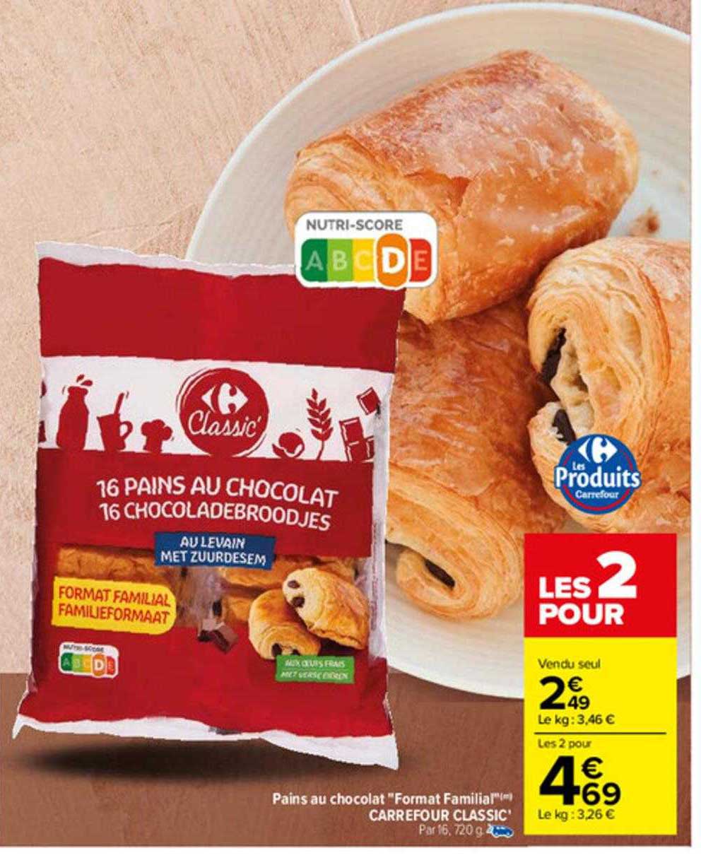 16 pains au chocolat Au levain - Carrefour - 720 g