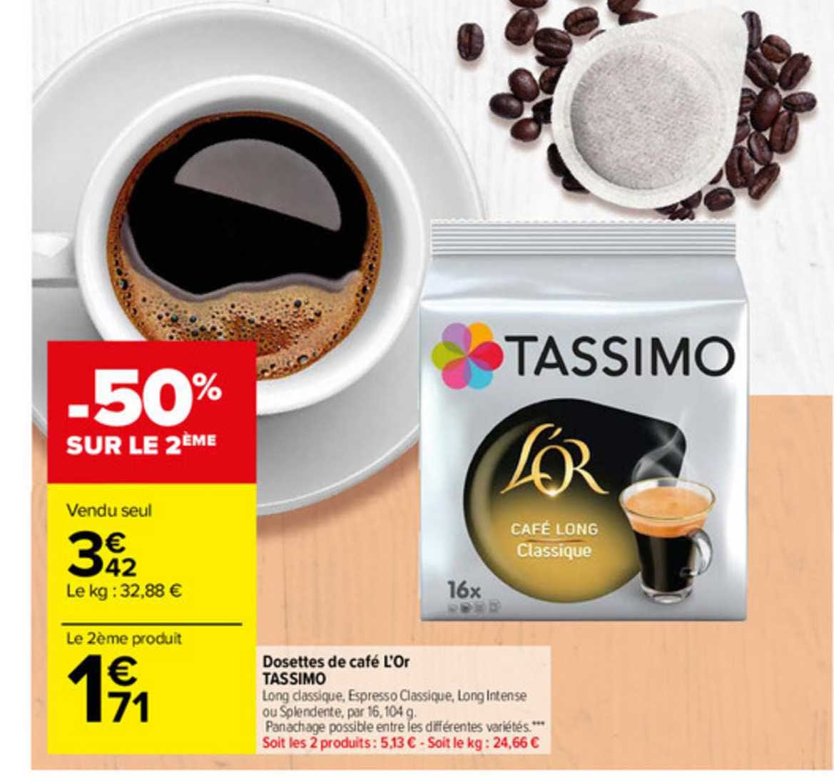 Promo Dosettes De Café L'or Tassimo chez Carrefour Market