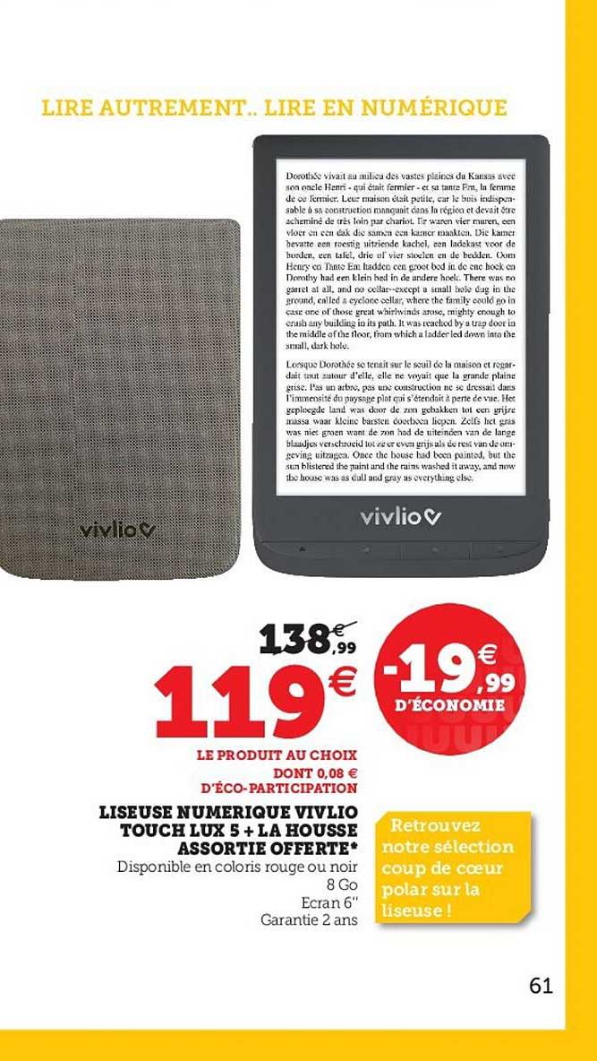Promo Housse Grise De Protection Pour Vivlio Touch Lux 5 chez Hyper U