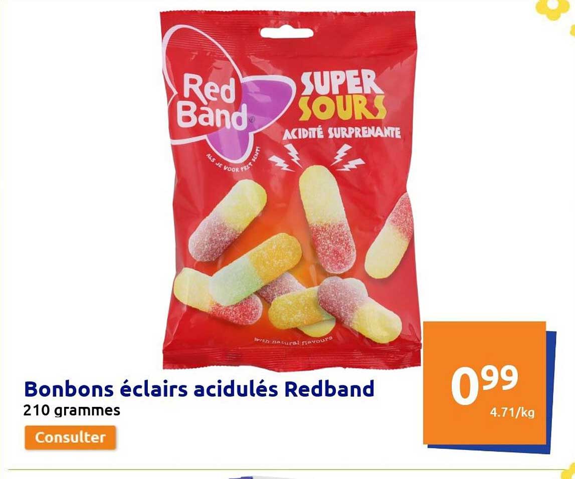 Bon Bons Acidulés Rouges Promo Bonbons éclairs Acidulés Redband chez Action - iCatalogue.fr