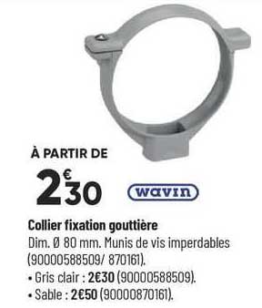 Collier De Fixation Pour Tuyau De Descente DN 85 - PVC-U, Avec Goupille à Frapper, Gris, INEFA