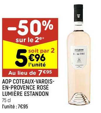 ROSE RETOUR AUX SOURCES ESTANDON COTEAUX VAROIS EN PROVENCE 13% 75CL