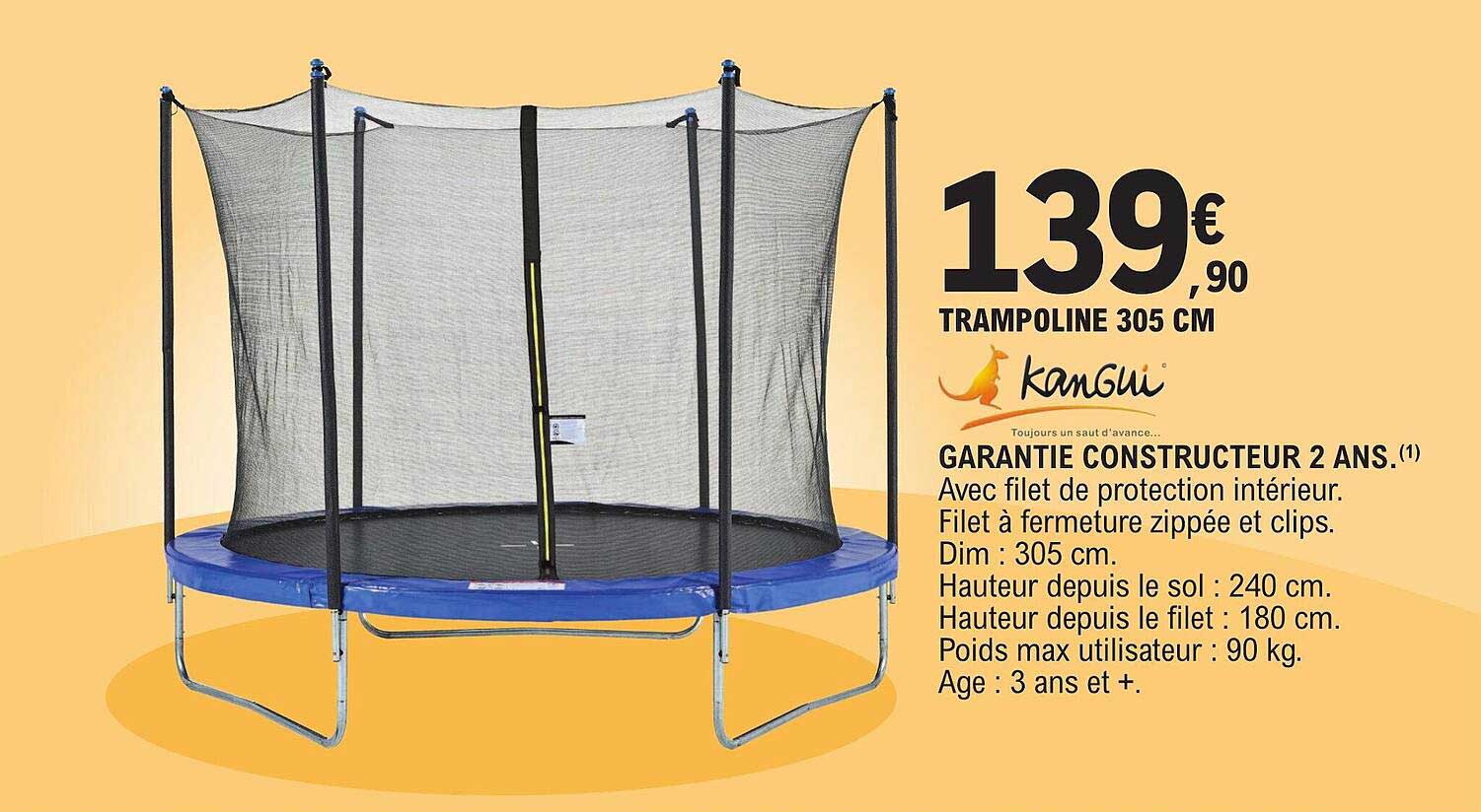 Housse De Protection Pour Trampoline 305 Cm De Diamètre - Tissu Oxford 600D, Imperméable, UV, 8 Crochets Métal