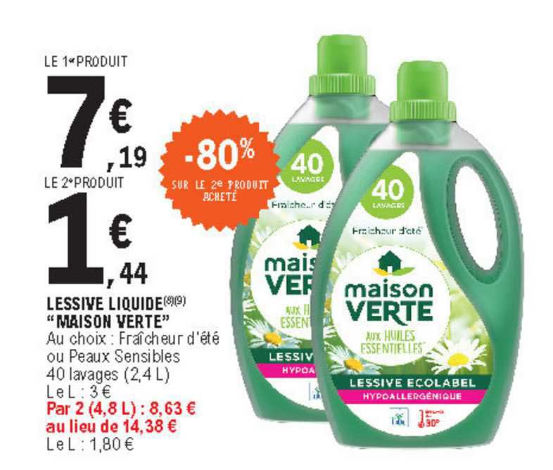 Promo Lessive Liquide maison Verte chez E.Leclerc 