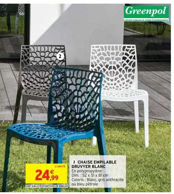 Intermarché 2 Chaise Empilable Gruvyer Blanc