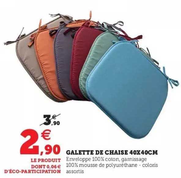 Lot De 4 Coussins De Chaise 40x40 Cm - Crème, Housse Coton/polyester, Avec Cordons De Serrage