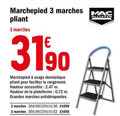 Marchepied 2 marches pliant compact en plastique Mac Allister