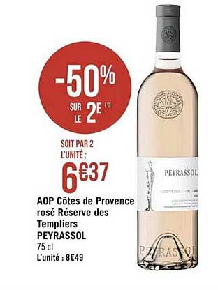 Casino Supermarchés Aop Côtes De Provence Rosé Réserve Des Templiers Peyrassol -50% Sur Le 2e