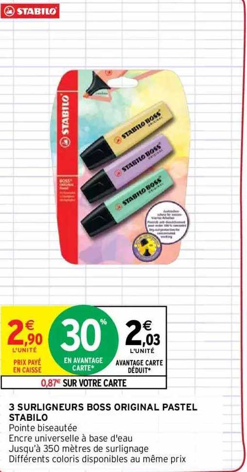 Surligneur Et Marqueur Stabilo Pochette De 4 Surligneurs Boss Original