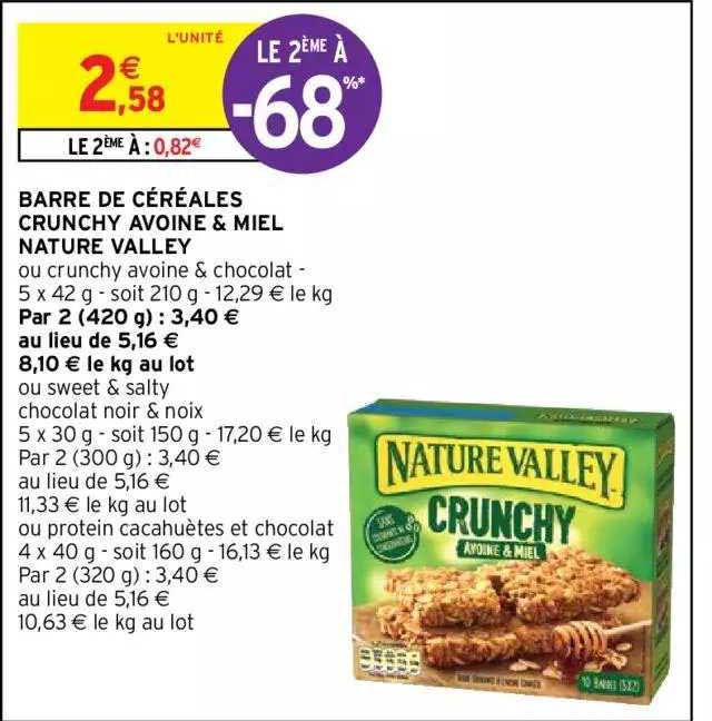 Promo Nature valley barres céréales protein chez Carrefour Market
