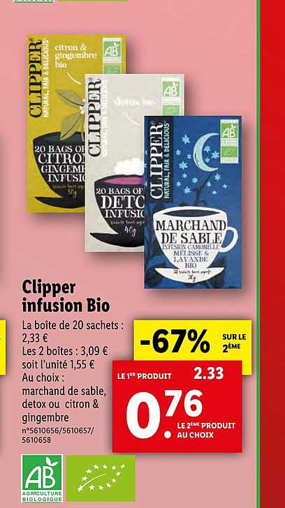 Clipper Thé vert bio détox 20 sachets 40g - Hollande Supermarché