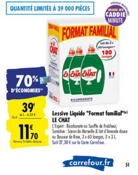 Promo Le chat lessive capsules format familial(d) chez Carrefour