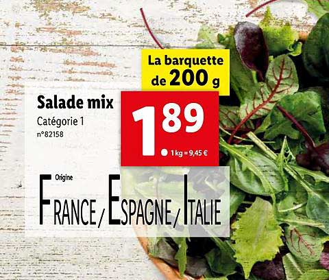 Word gek wijs onkruid Offre Salade Mix chez Lidl