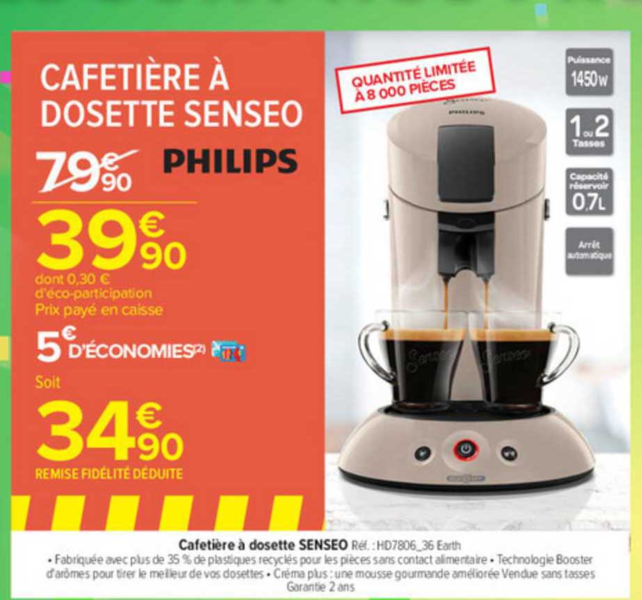Promo Philips cafetière à dosettes senseo chez Carrefour Market
