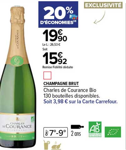 Carrefour Champagne Brut Charles De Courance Bio