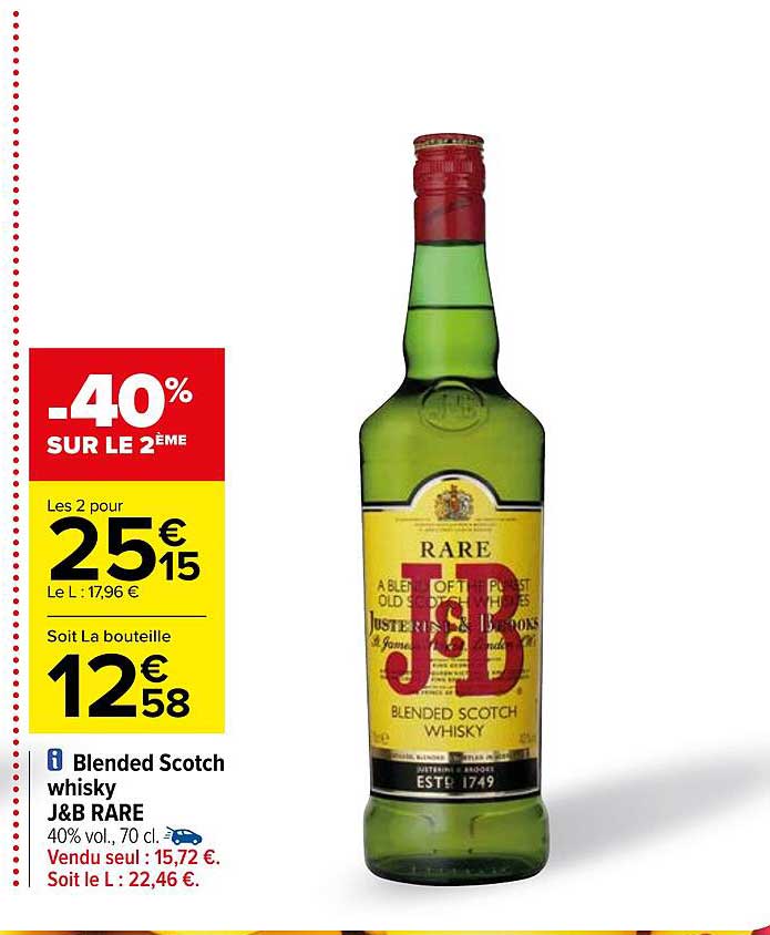 Promo Blened Scotch Whisky J&b Rare Chez Carrefour - ICatalogue.fr