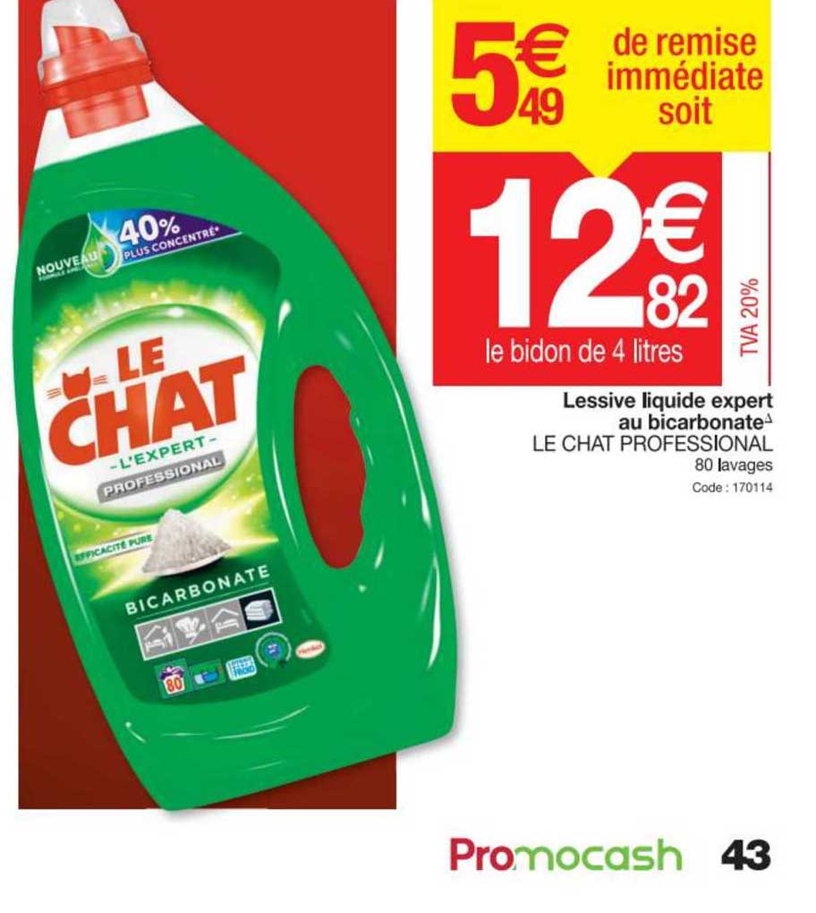 Le Chat L'Expert – Lessive Liquide au Bicarbonate – 80 Lavages