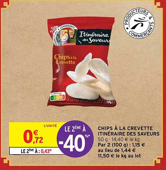 CHIPS CREVETTES 70G - Super U, Hyper U, U Express 