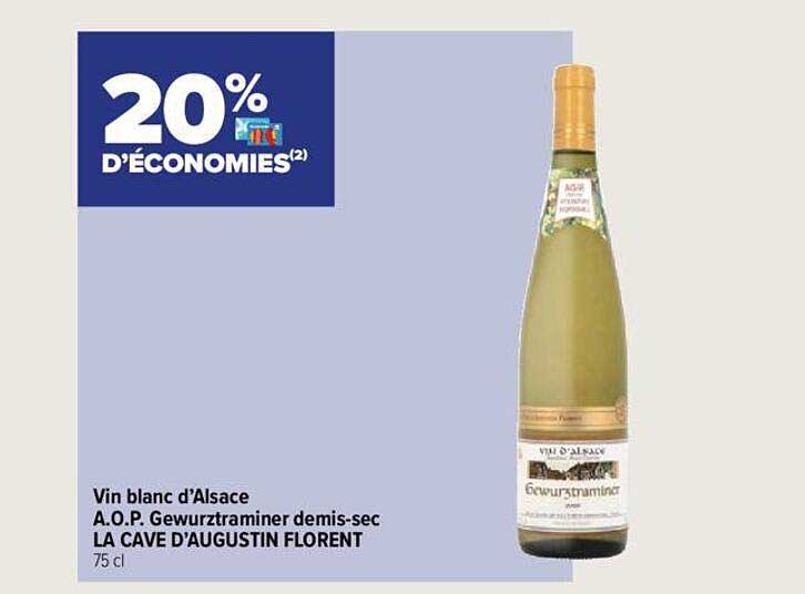 Carrefour Contact Vin Blanc D'alsace A.o.p. Gewurztraminer Demis-sec La Cave D'augustin Florent