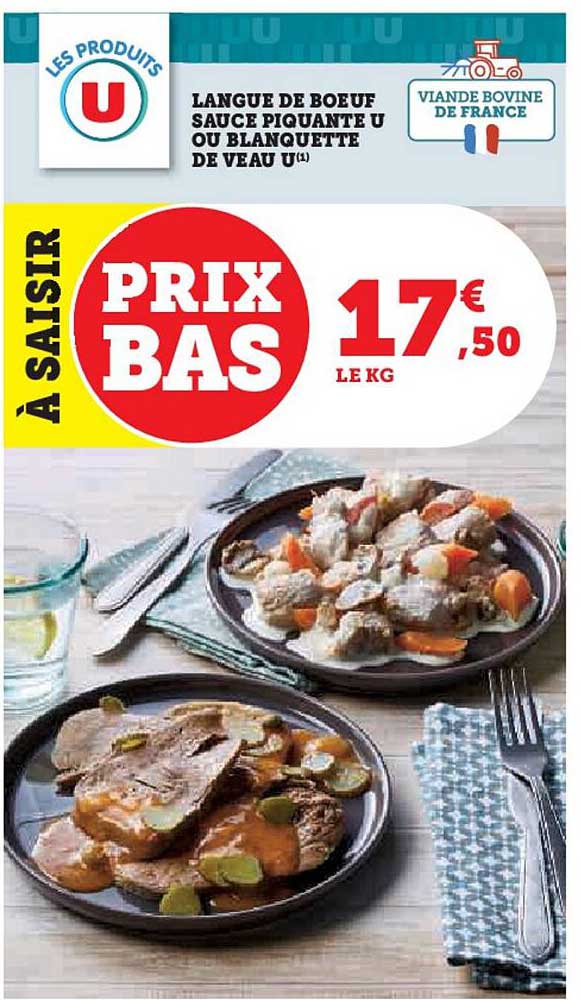 Promo Langue De Bœuf Sauce Piquante U Ou Blanquette De Veau U chez Hyper U iCatalogue.fr
