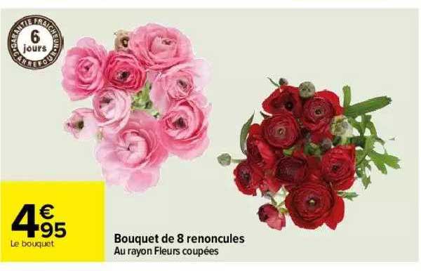 Offre Bouquet De 8 Renoncules chez Carrefour
