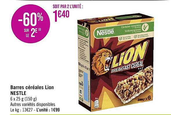 Promo Barres Céréales Lion Nestlé chez Géant Casino - iCatalogue.fr